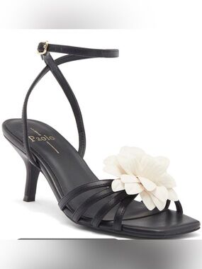 NWT, Linea Paolo Candice Flower Sandal in Stylish Black & White